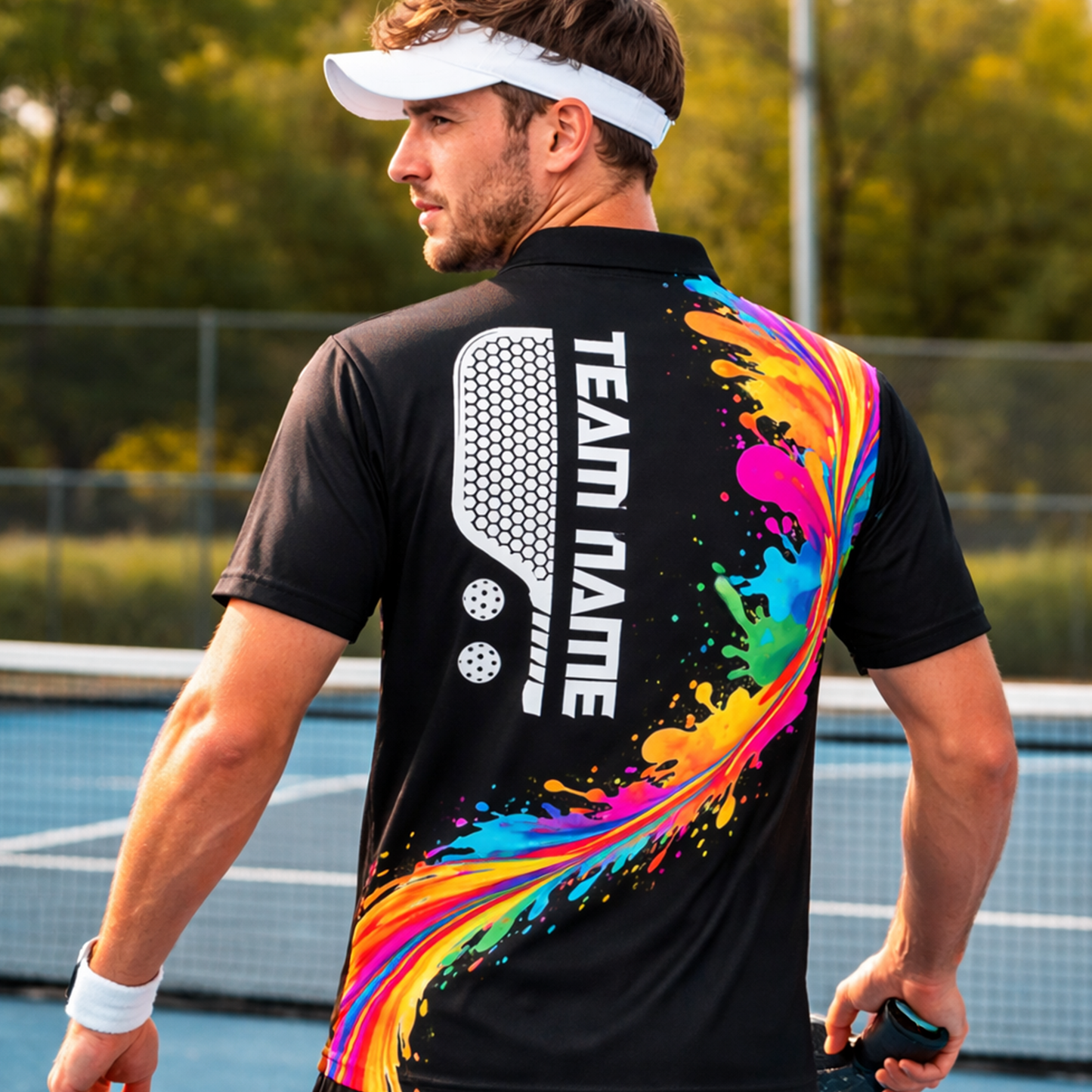 Men's Pickleball Polo Shirt Custom Name And Team