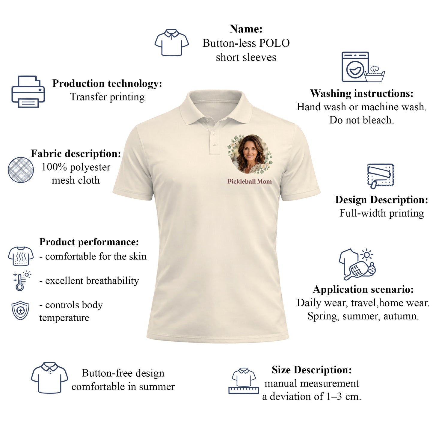 Custom Photo Pickleball Mom Polo Shirt Women Floral