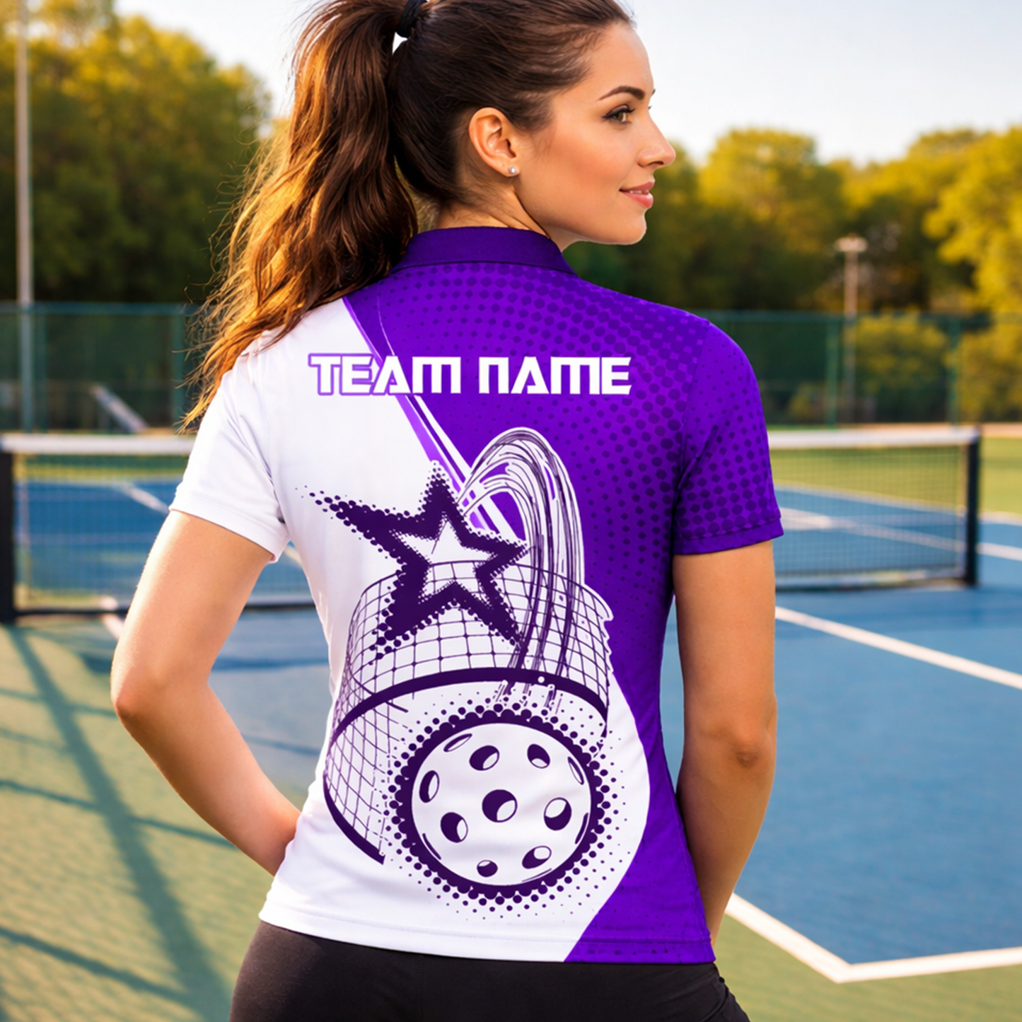 Custom Name Team Pickleball Polo Shirt for Men