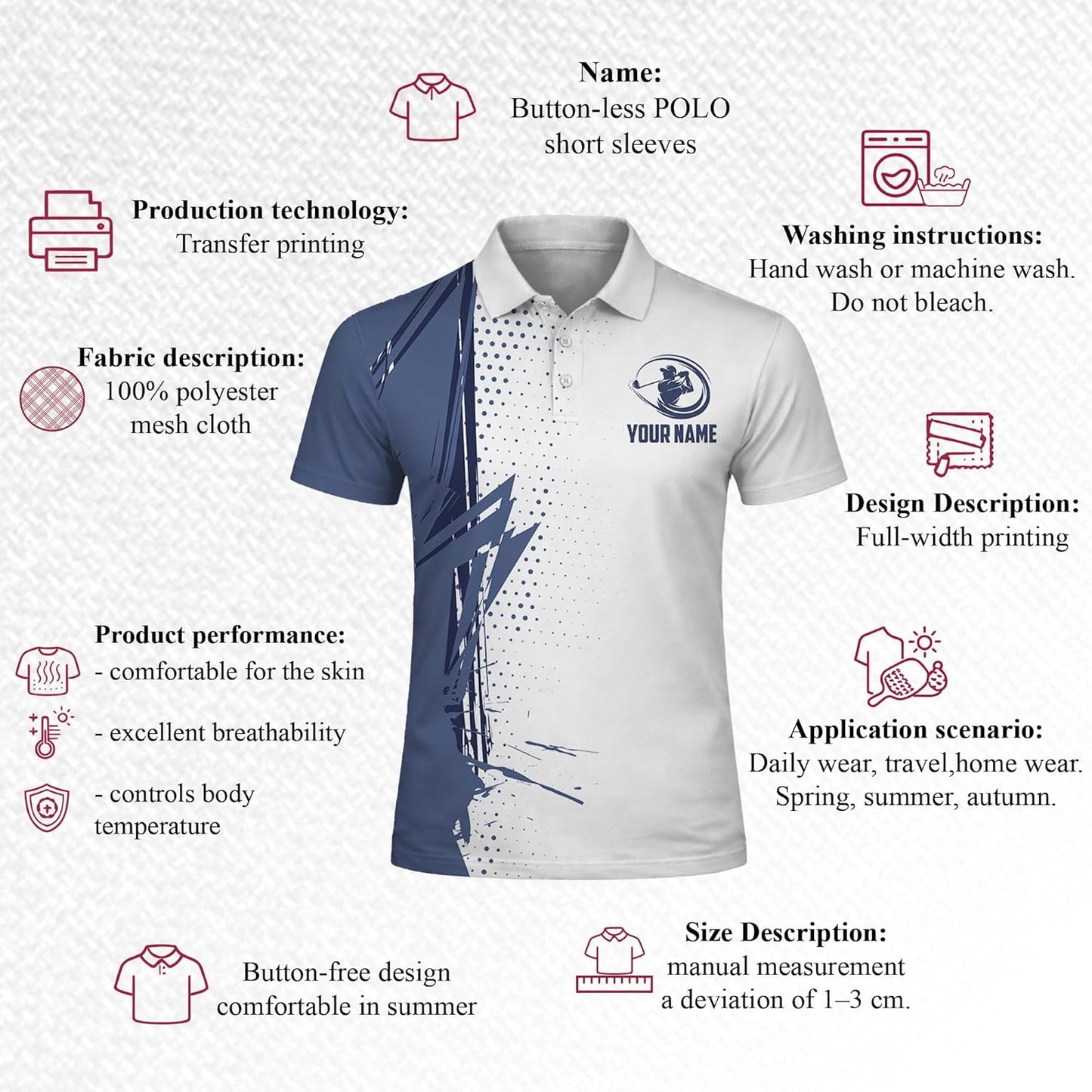Custom Golf Team Polo Shirt for Men Women Personalized Name