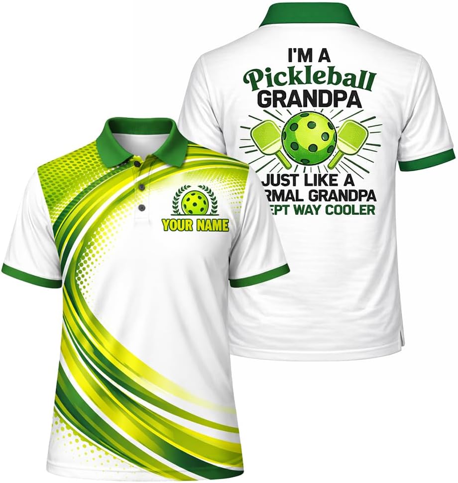 Custom Name Pickleball Grandpa Polo Shirt Funny Pickleball Grandpa Gift Performance Polo Black