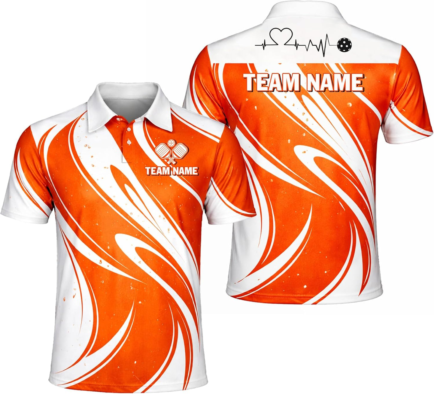 Custom Pickleball Polo Shirt Personalized Team Name Orange White Performance Shirt
