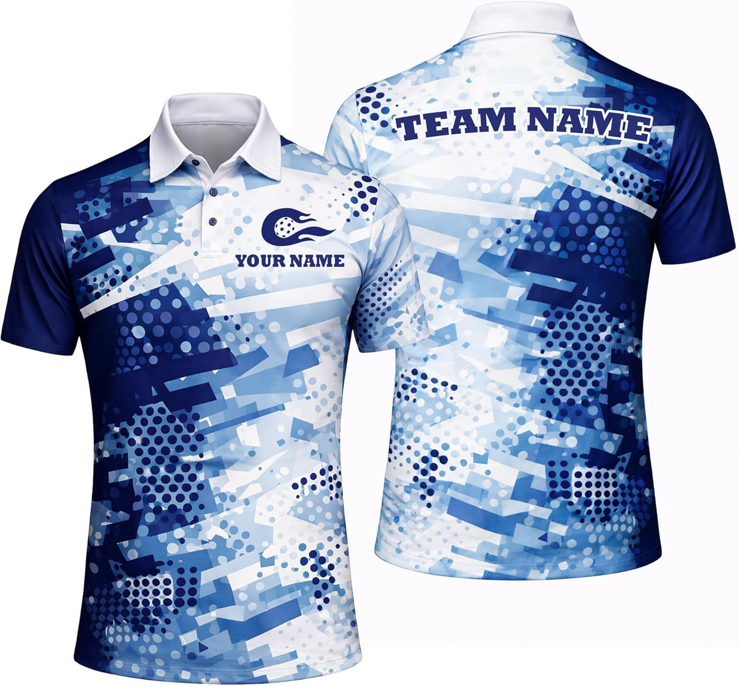 Custom Pickleball Polo Shirt Personalized Team Pickleball Shirt Blue Performance Pickleball Polo