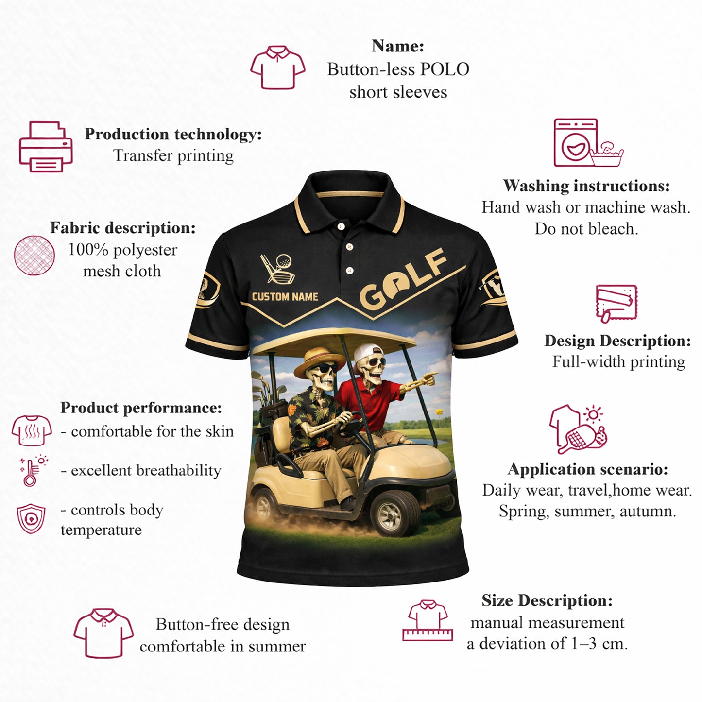 Funny Golf Skeleton Polo Shirt Get In Loser Golf Cart Humor Personalized Golf Shirt