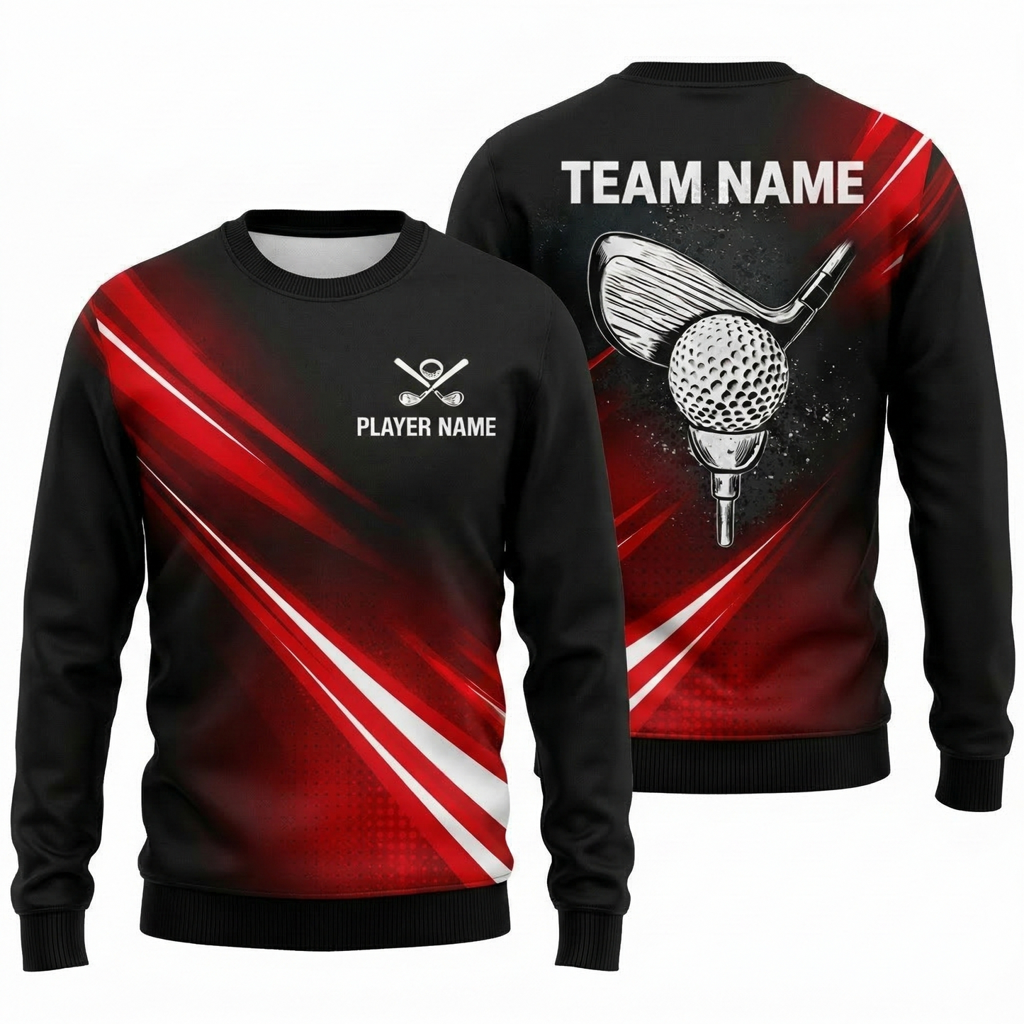 Custom Golf Polo Shirt Personalized Team Name Player Name Red Black Performance Shirt Unisex