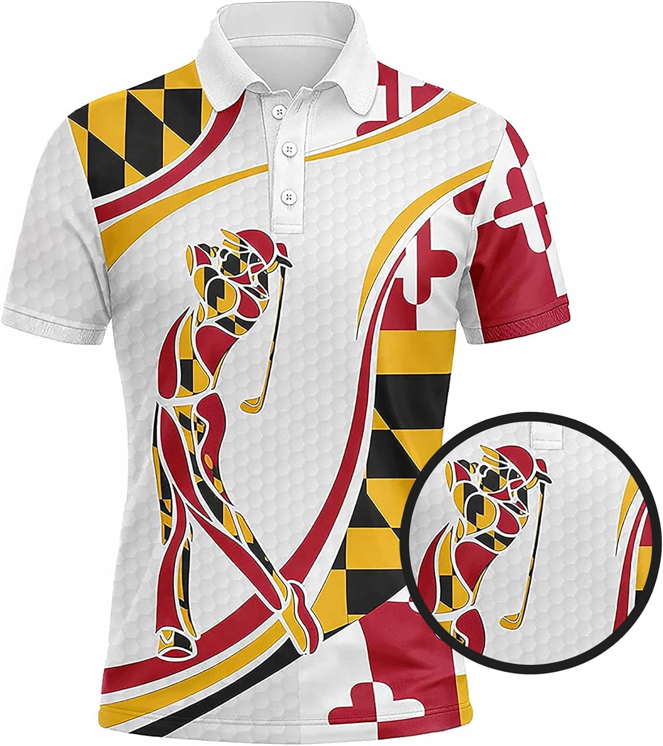 Maryland Flag Golf Polo Shirt Custom Name Maryland Golfer Graphic Performance Golf Shirt