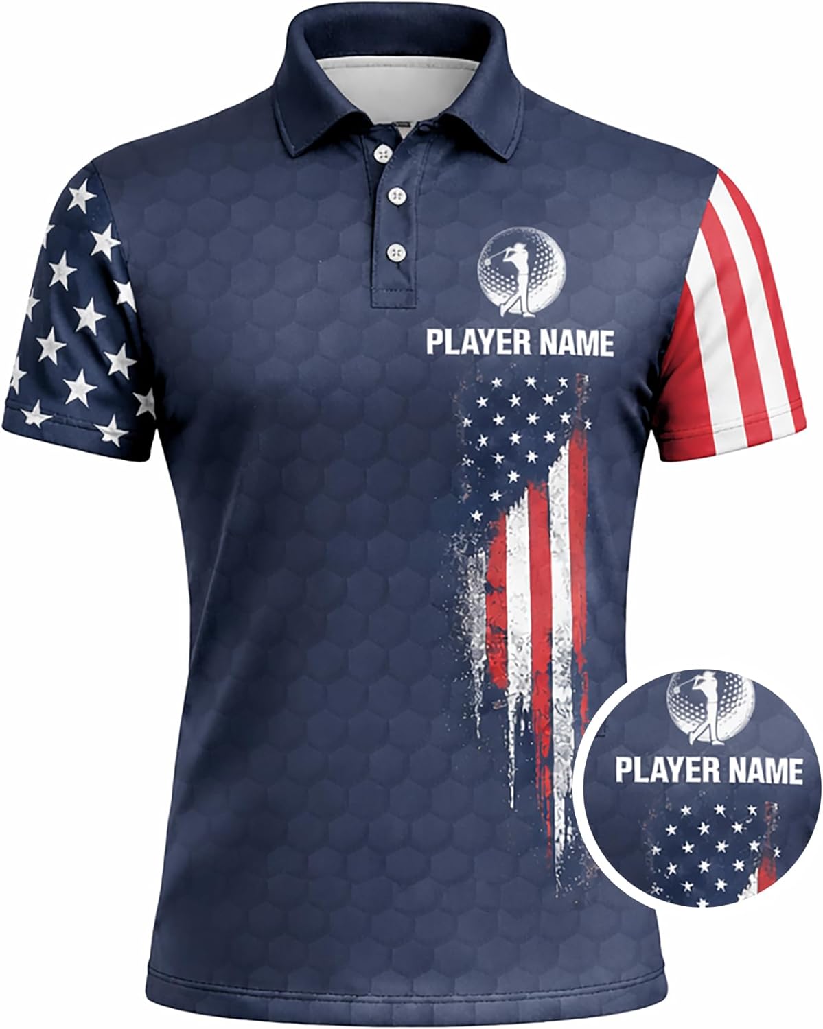 Patriotic Golf Polo Shirt Custom Name Team Golf Shirt American Flag Golfer Polo Performance Golf Apparel