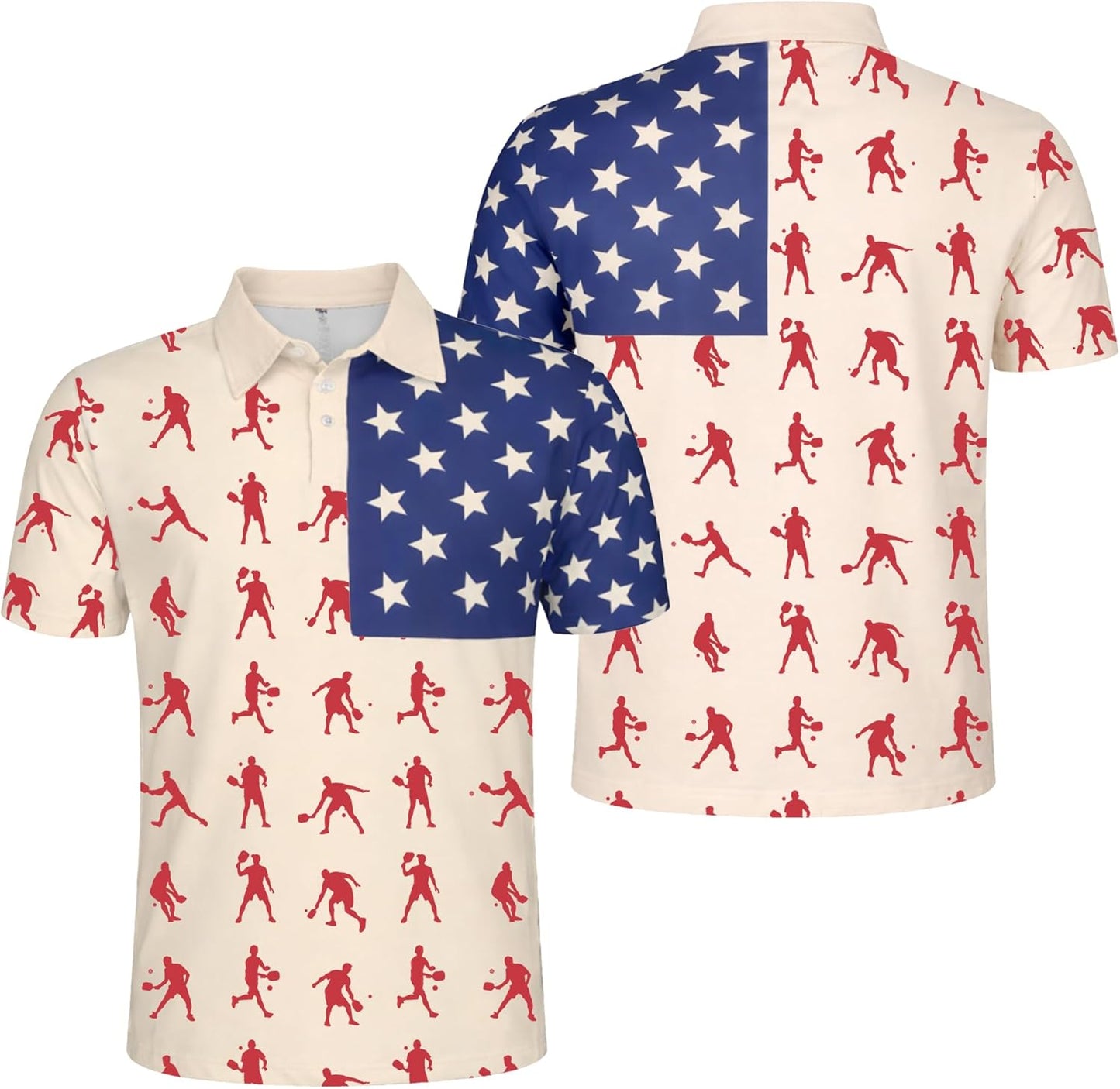 Patriotic Pickleball Polo Shirt American Flag Pickleball Shirt USA Pickleball Performance Polo