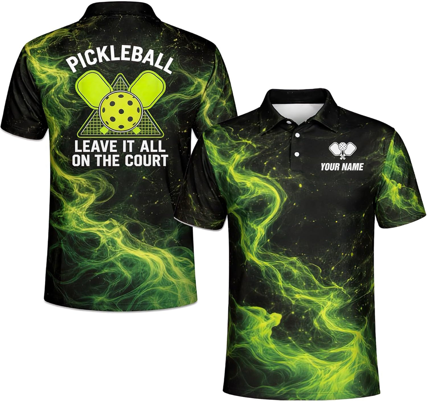 Pickleball Polo Shirt Custom Name Leave It All On The Court Performance Sport Shirt Black