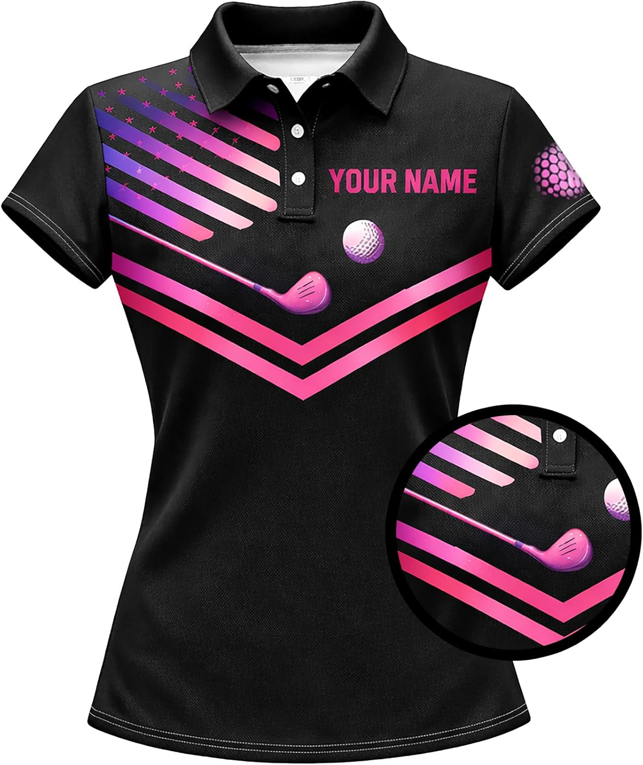 Women Golf Polo Shirt Custom Name Pink Golf Swing Performance Shirt Ladies Golf Team Polo