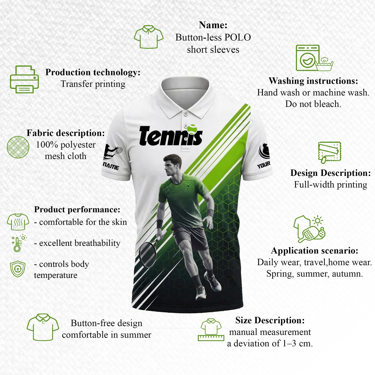 Men's Graphic Tennis Polo Shirt Quick Dry