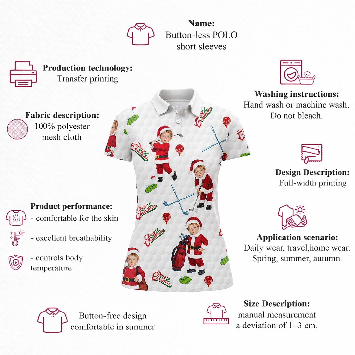 Women's Christmas Santa Boy Golf Polo