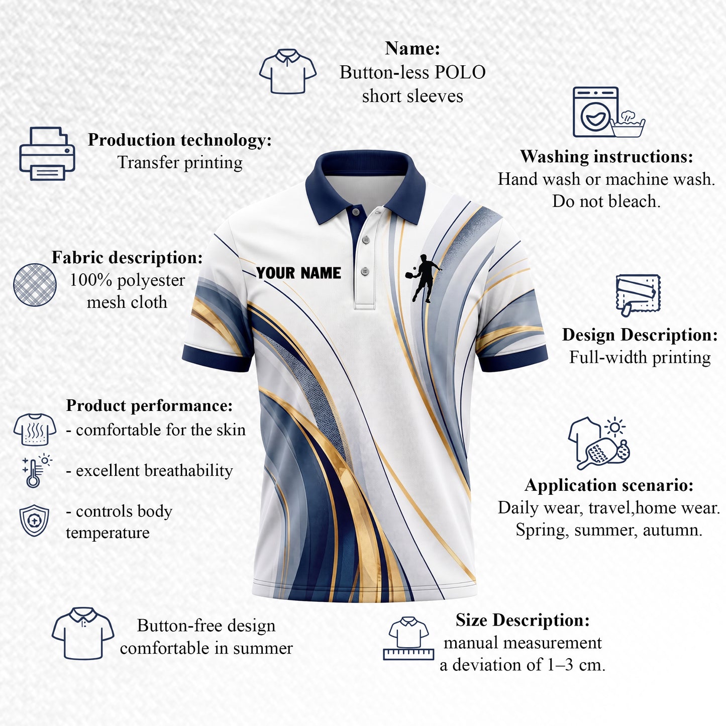 Custom Gradient Pickleball Polo Shirt