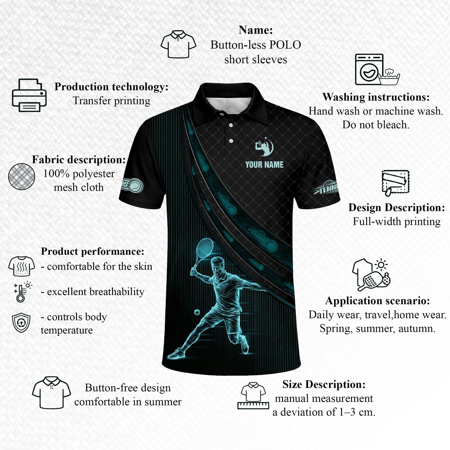 Custom Tennis Polo Shirt With Name
