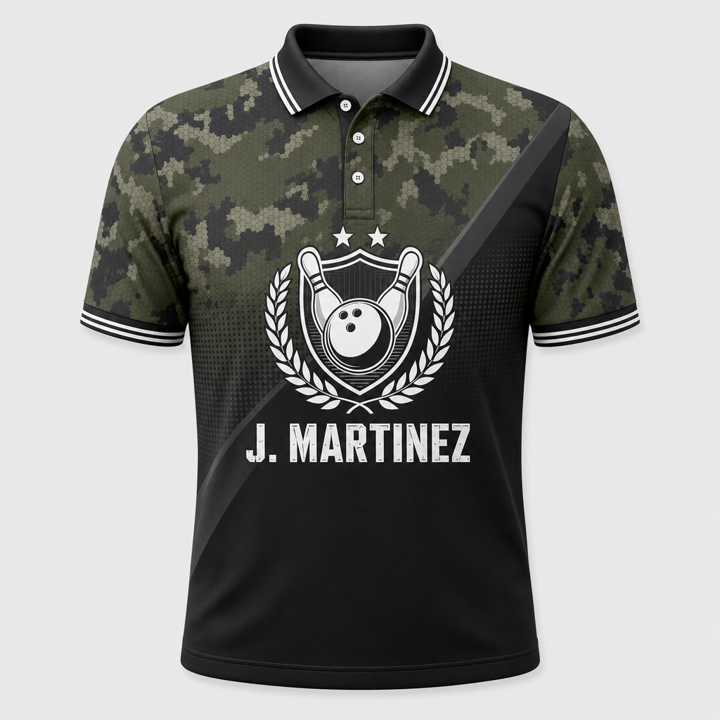 Personalized Bowling Camo Crest Polo - Hero