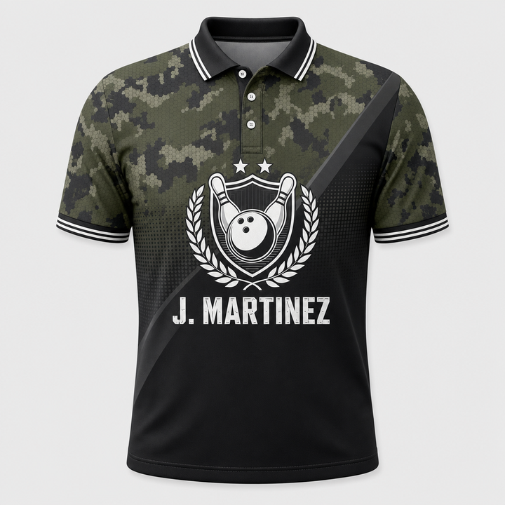 Personalized Bowling Camo Crest Polo - Hero