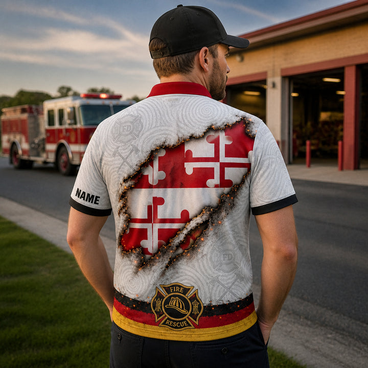 Maryland Flag Eagle Firefighter Polo - How to customize