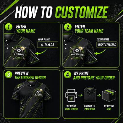 Custom Billiards Team AOP Polo — Name & Team - How to customize