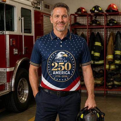 America 250 Eagle Medallion AOP Polo - Lifestyle 2