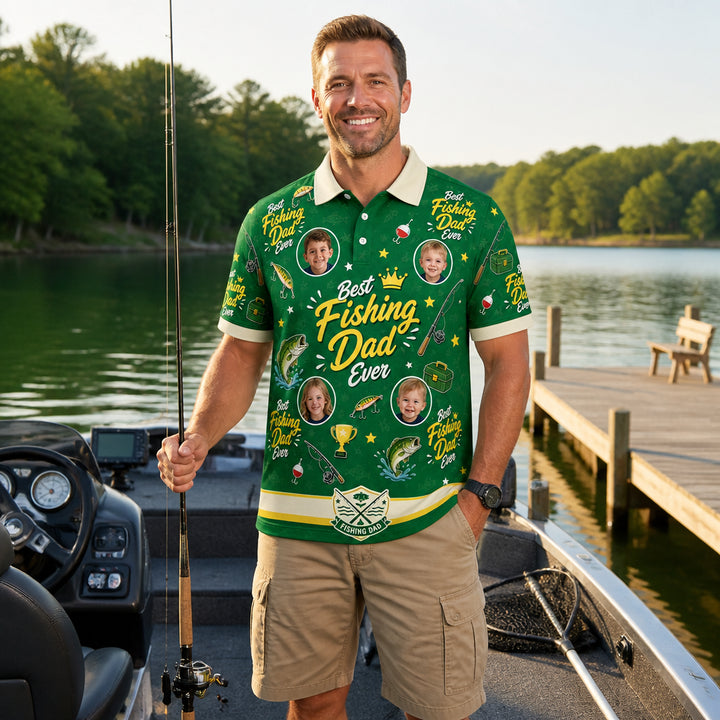 Best Dad Ever Fishing Polo (Green Colorway) - Lifestyle 2