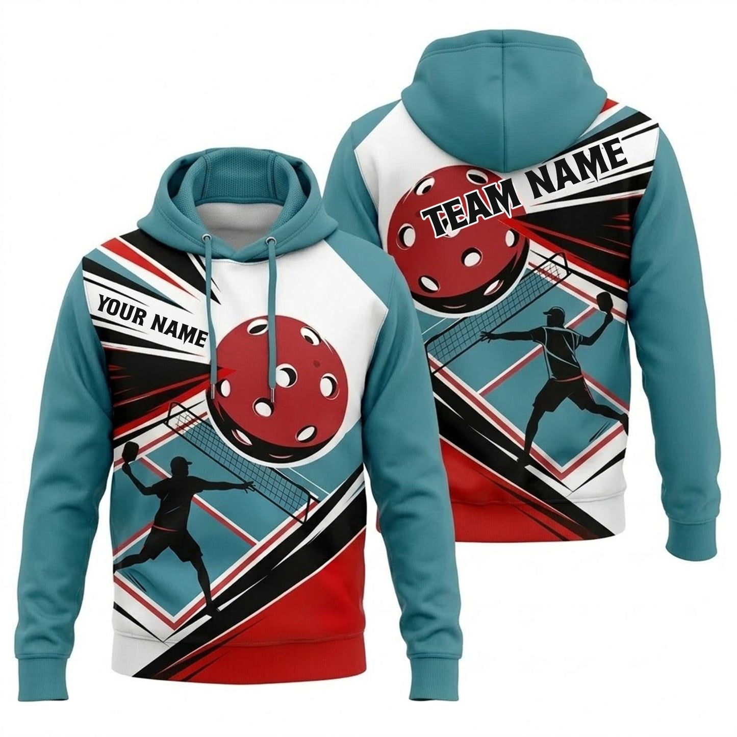 Men's Pickleball Polo Shirt Personalized Name Team Custom Short Sleeve Athletic Golf Polo Teal Red White Black Player Print