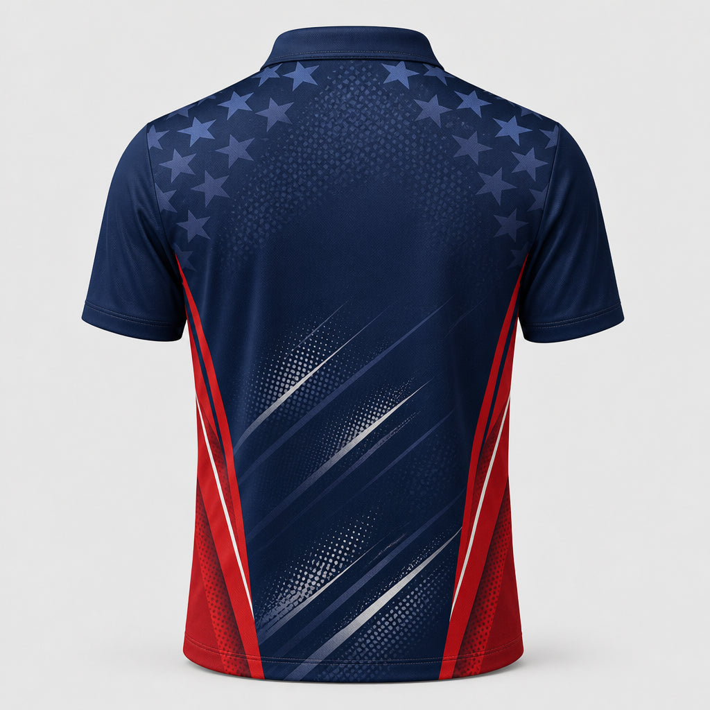 Patriotic Bowling Team Polo – Custom Team & Player Name - Back view