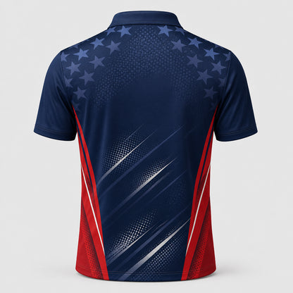 Patriotic Bowling Team Polo – Custom Team & Player Name - Back view