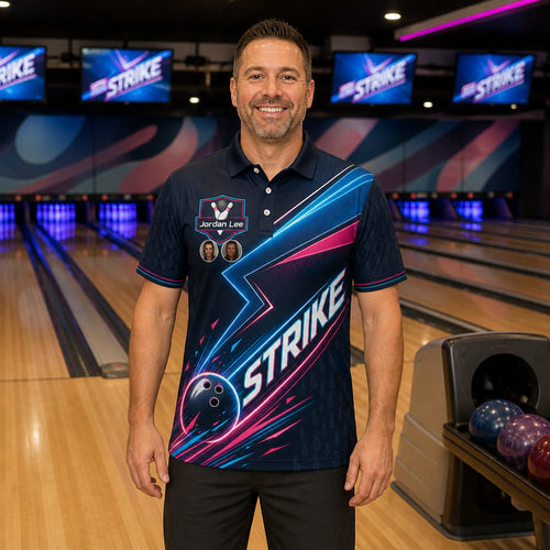 Custom Bowling STRIKE Neon AOP Polo - Lifestyle 2