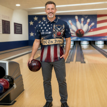 Patriotic Bowling Eagle – AOP Polo (Team + Player Name) - Lifestyle 2