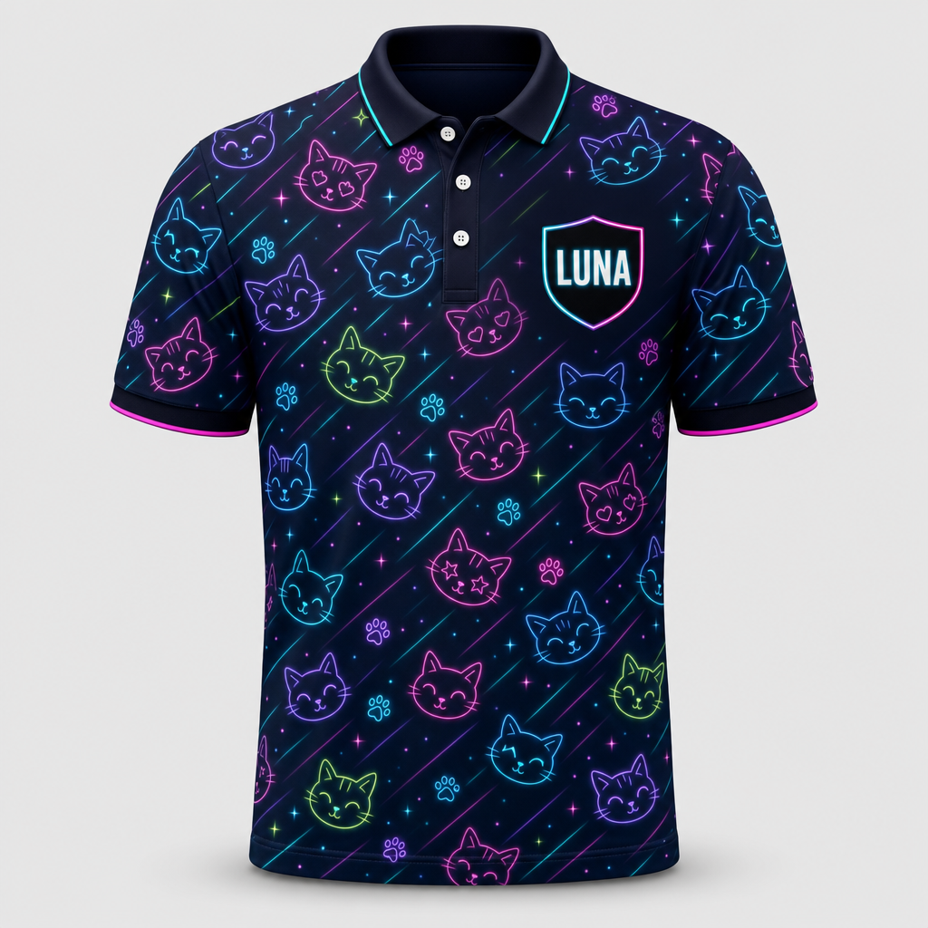 Neon Cat Pattern Polo – Personalized Name - Personalized Polo shirt - All over printed 19cbf8bf-49ef-4e64-8914-15299fcc24c9.png