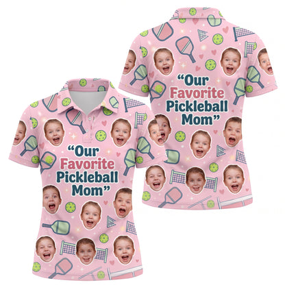 Our Favorite Pickleball Mom Custom Kids Face Polo Pink