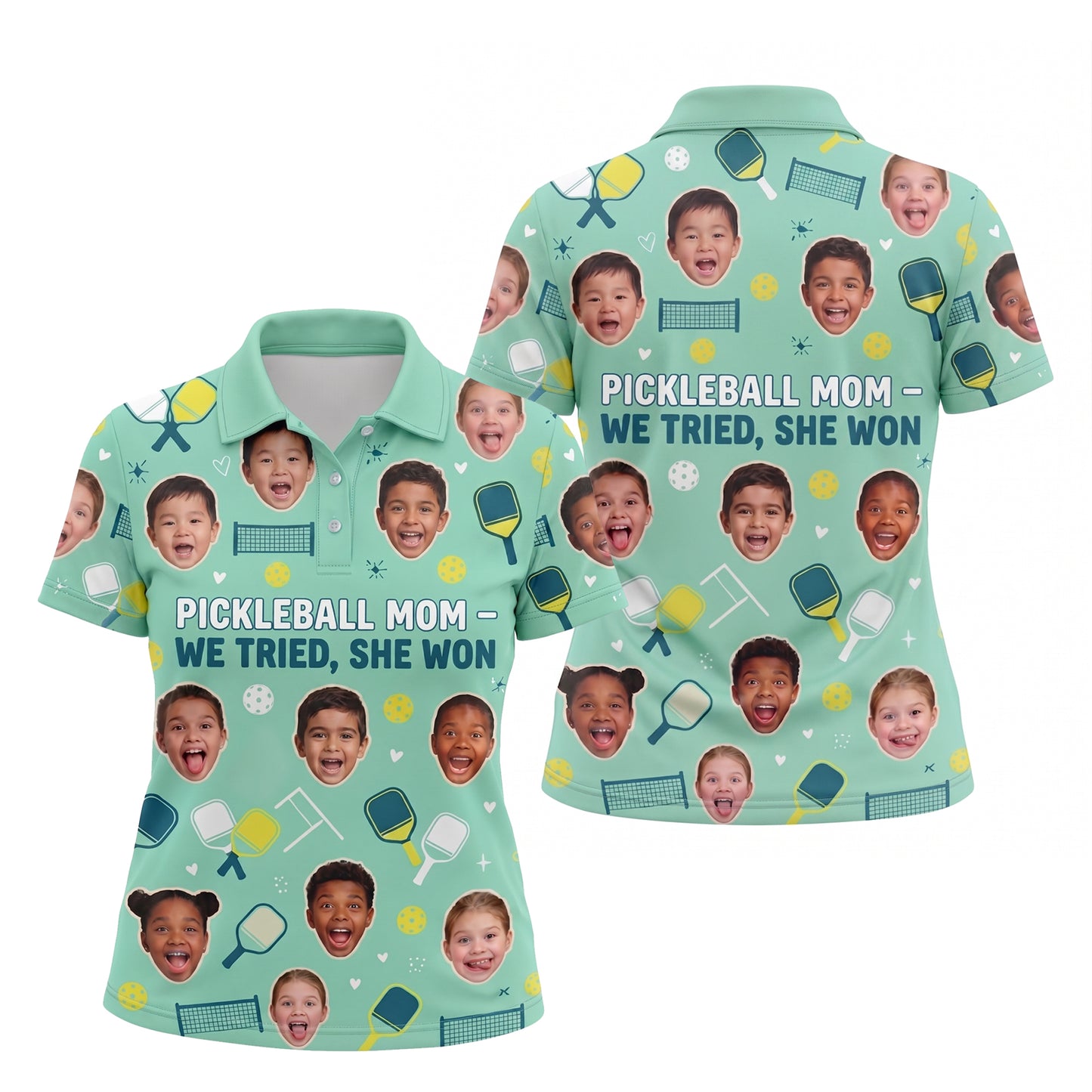 Pickleball Mom We Tried She Won Custom Face Womens Polo