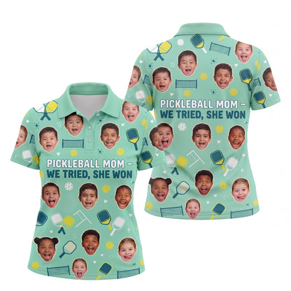 Pickleball Mom We Tried She Won Custom Face Womens Polo