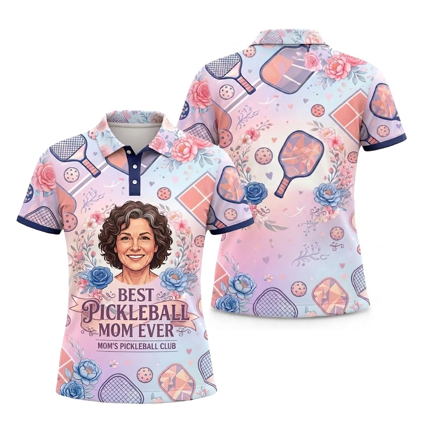 Best Pickleball Mom Ever Polo Shirt for Women
