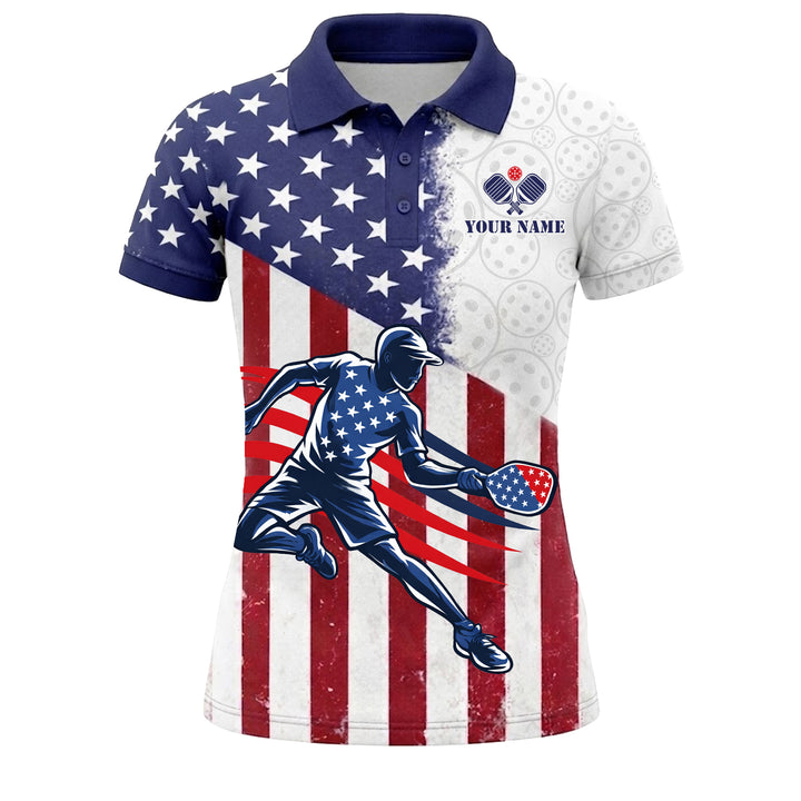 Women's Custom Pickleball Polo Shirt American Flag
