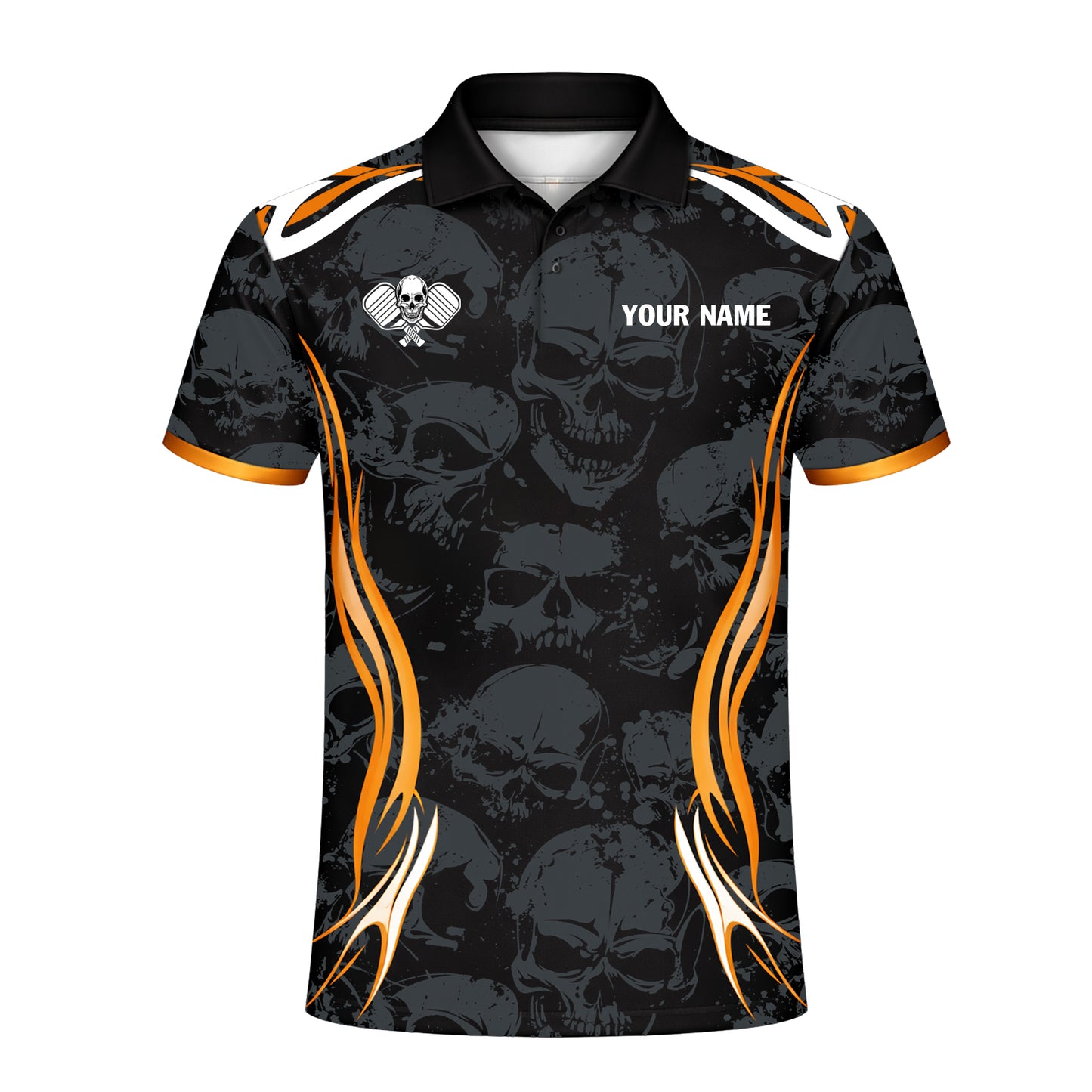 Funny Pickleball Turkey Polo Shirt Personalized Team Name Skull Pattern Performance Polo