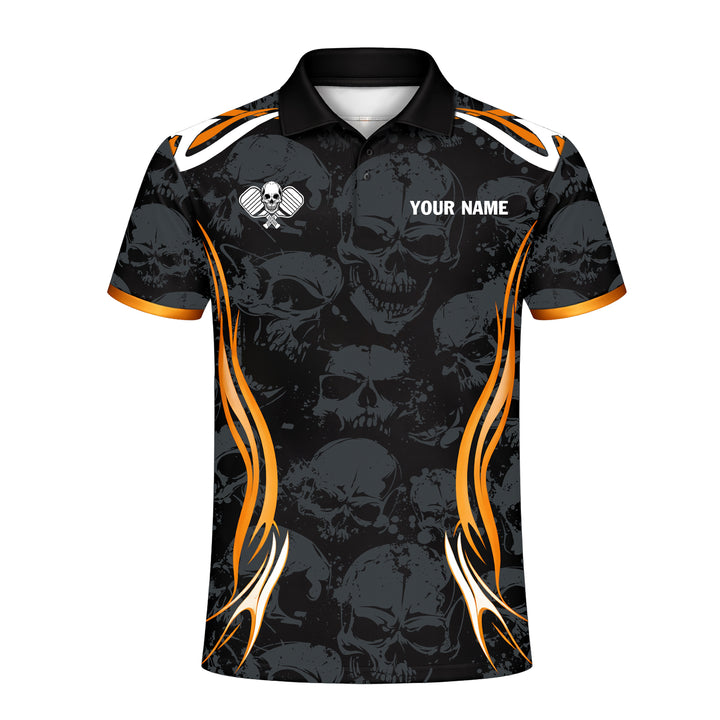 Funny Pickleball Turkey Polo Shirt Personalized Team Name Skull Pattern Performance Polo