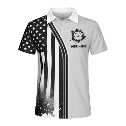 USA Flag Pickleball Polo Shirt Custom Name Funny Real Man Stay Out Of The Kitchen Graphic Performance Unisex Shirt