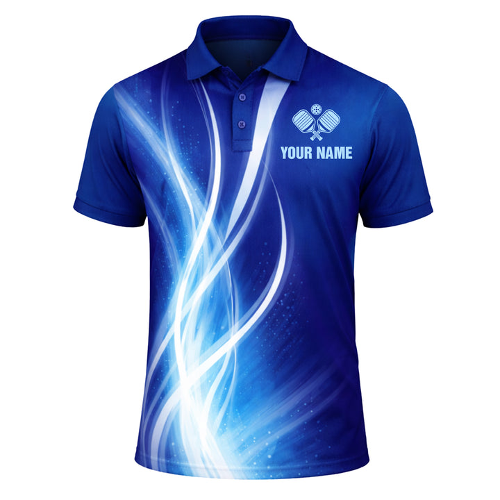 Pickleball Custom Name Team Polo Shirt Blue Gradient Sport Performance All Over Print Unisex Shirt