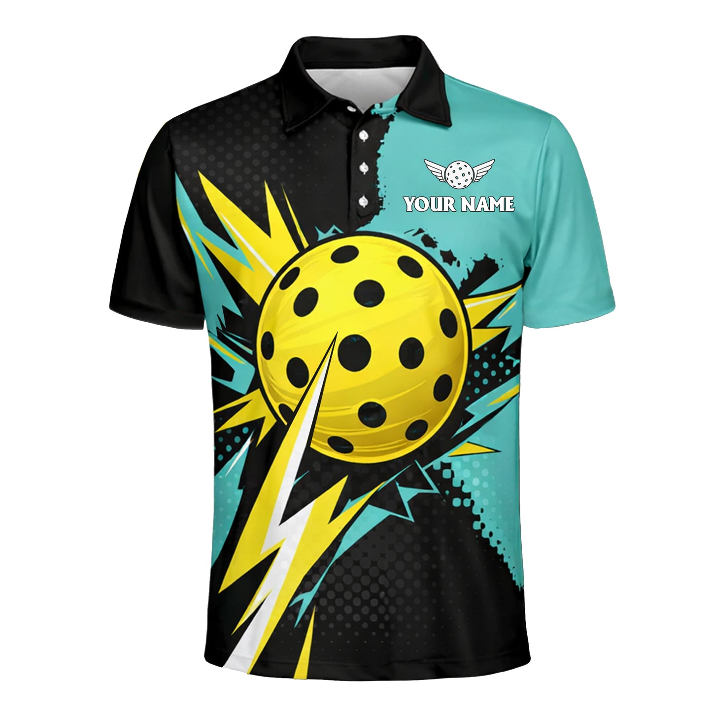 Custom Pickleball Polo Shirt Personalized Name Team Jersey Breathable Mesh Sports Shirt