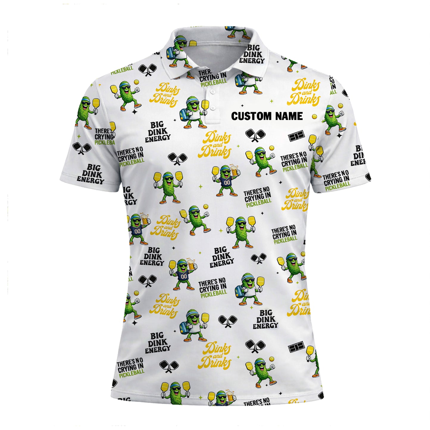Funny Pickleball Dinks and Drinks Polo Shirt Custom Name Pickleball Performance
