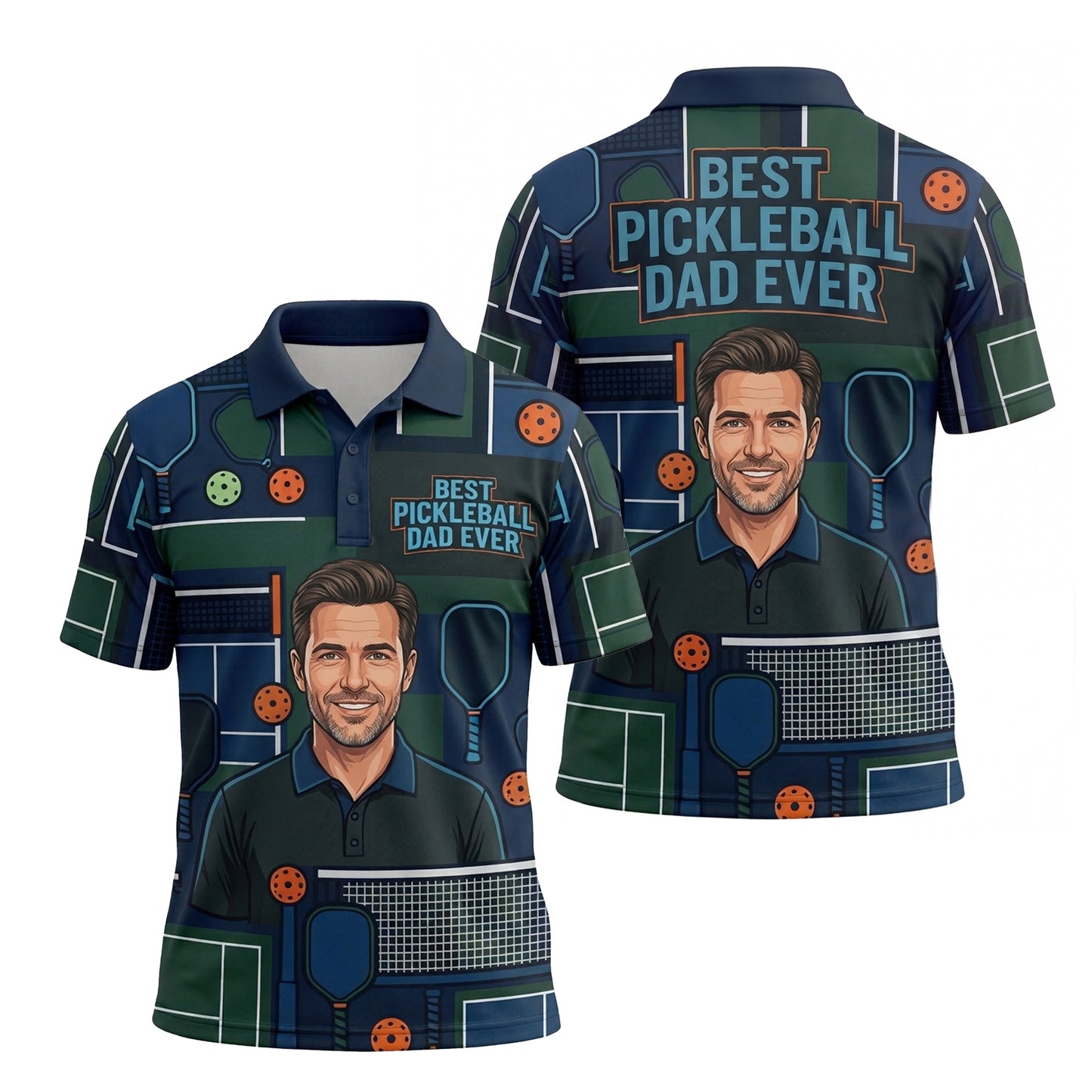 Best Pickleball Dad Ever Custom Portrait Polo Shirt