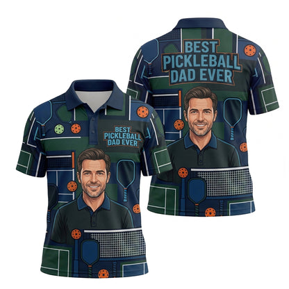 Best Pickleball Dad Ever Custom Portrait Polo Shirt