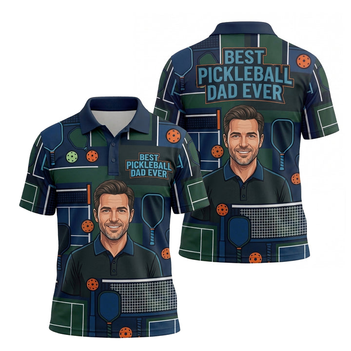 Best Pickleball Dad Ever Custom Portrait Polo Shirt