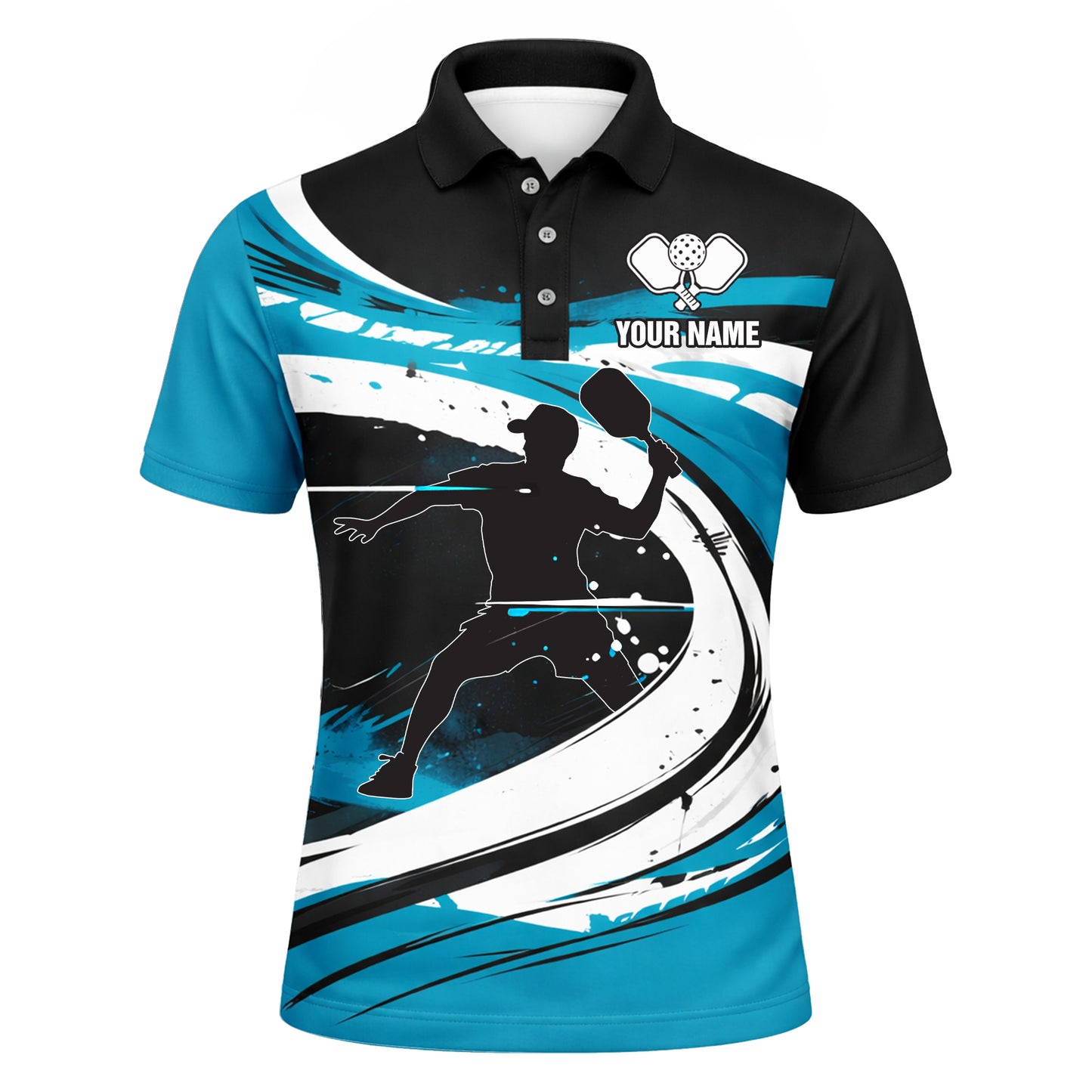 Personalized Pickleball Polo Shirt Sport Player Silhouette Graphic Custom Name Performance Tee