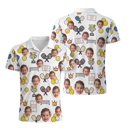 Custom Photo Pickleball Polo Shirt Men Funny Face
