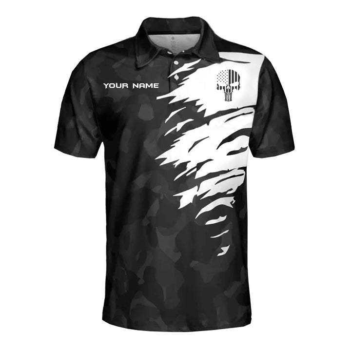 Custom Name Pickleball Polo Shirt Black Camo Happy People Play Pickleball Performance Shirt