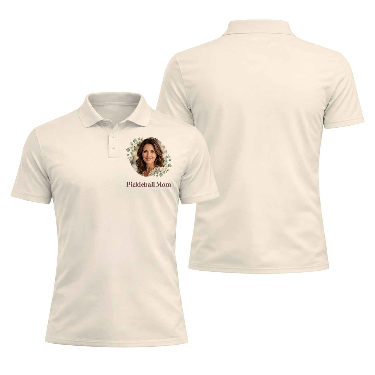 Custom Photo Pickleball Mom Polo Shirt Women Floral