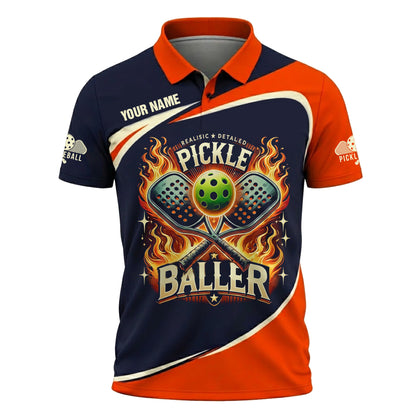 Pickleball Baller Polo Shirt Custom Name Pickleball Shirt Performance Sports Polo for Men Women