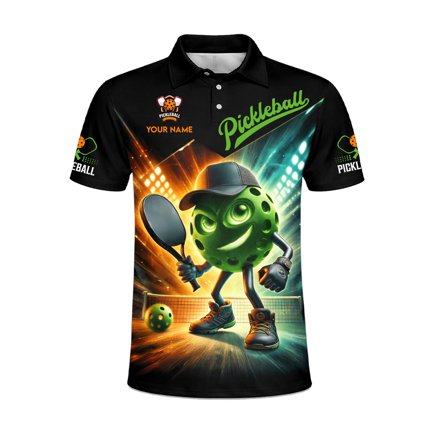 Pickleball Polo Shirt Custom Name Graphic Sport Shirt Breathable Mesh Athletic Top